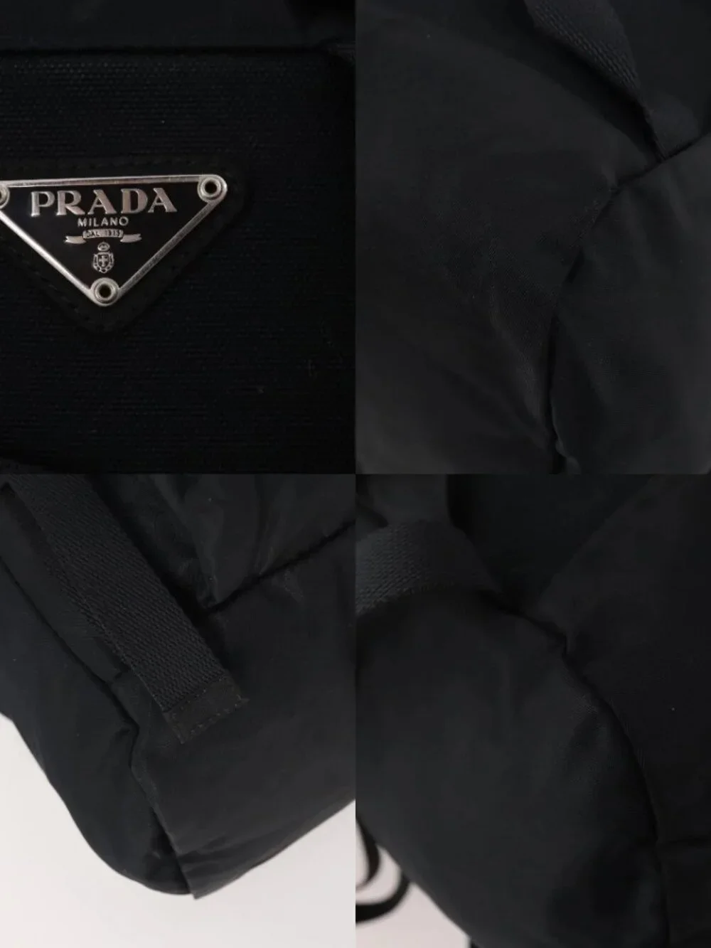 PRADA Backpack Nylon Black Silver Auth bs34260